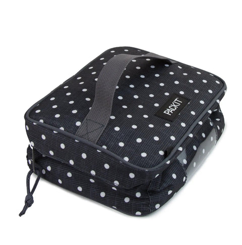 Portable Freezable Breastmilk Cooler And Formula Storage Bag With Built In Ice Packs, polka dot design, 7x8x5 inches.