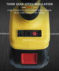 Close-up of 21V Cordless Angle Grinder With 0-9000 RPM No-Load Up To 10000 RPM, power display and function keys visible