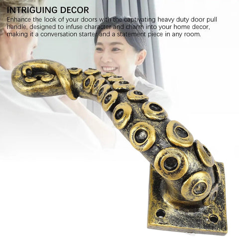 Dope Octopus Resin Door Handle, Vintage Bronze Cupboard Furniture Pull, Heavy Duty Steampunk Style Decor For Indoor And Outdoor Doors, Unique Wall Decor And Accent Piece, shown close-up against a light background.