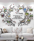 Love Family Tree Wall Decor Picture Frame Collage Removable 3D Acrylic Wall Stickers For Living Room with Red Hearts