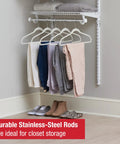 Custom Closet Kit With Adjustable Metal Wire Shelving Expands From 2 To 4 Feet White Finish Includes Hardware For Home Closet Pantry Laundry And Mudroom Organization No Brainer Install with clothes hanging