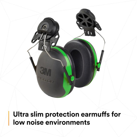 Cap Style Hard Hat Attachment Ear Muffs X Series X1P3E with 21 dB NRR for low noise protection