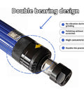 Pro Shop Air Straight Die Grinder Cranks Hot At Twenty Thousand Rpm With Rear Exhaust And Locked Collet System For Swift Grinding showing double bearing design.