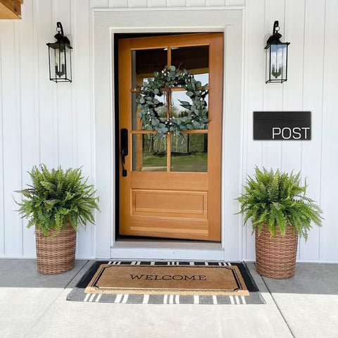 Entryway with Modern Wall Mounted Mailbox Black For Home Outdoor Use With Rust Resistant Steel Build Sleek Mailbox Design