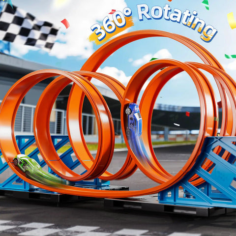 Cool Race Track Car Set For Kids 3 Plus With 5 Rotating Tracks And 2 Small Cars Boys Toy Car Track Set For Ages 3 4 5 6 7 8 Great Gift
