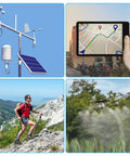 Weather station, tablet with GPS map, hiker on mountain, drone in garden; visuals of 2 Pack GY-NEO6MV2 NEO-6M GPS Module For Flight Control.