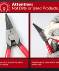 2 Piece Lock Ring Pliers Set Flat Nose For Removing And Installing Gearshift Locking Rings with red handles, maintenance tips shown