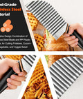 JAYVAR large stainless steel crinkle wave cutter with black handle for potatoes and vegetables