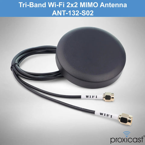 Slick Ultra Low Profile Indoor Outdoor Omni Directional MIMO WiFi Antenna Triple Band 2.4 5.8 6 GHz Flat Puck Design with RP SMA Connectors