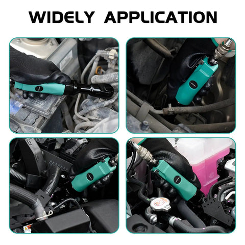 Three Eighths Inch Air Ratchet Wrench With 50 Ft Lbs Max Torque, 160 RPM Free Speed used on various car engines