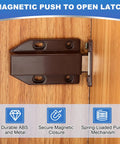 4 Pack Magnetic Push Latch For Cabinets And Drawers 4.57 By 1.85 Inches Push To Open Door Hardware Hidden Cabinet Closure installed