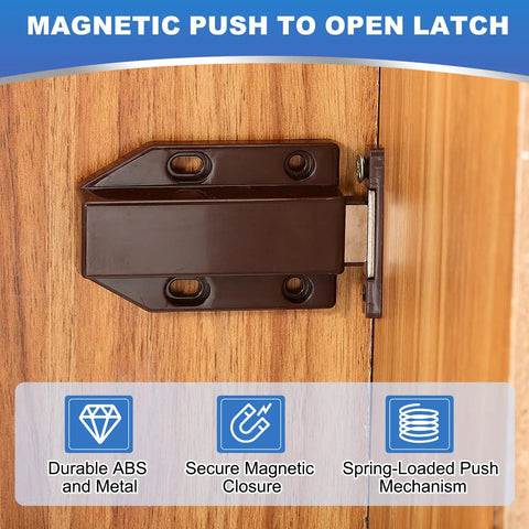 4 Pack Magnetic Push Latch For Cabinets And Drawers 4.57 By 1.85 Inches Push To Open Door Hardware Hidden Cabinet Closure installed