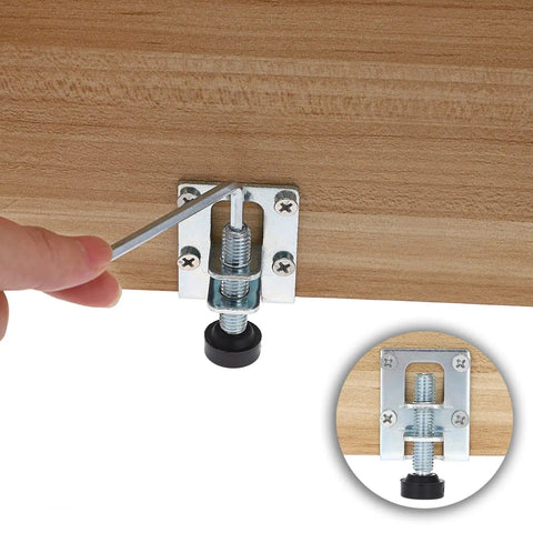 Beefy Heavy Duty L Shaped Furniture Leveling Feet With Brackets Adjustable Table And Cabinet Levelers M10 Thread Up To About One Inch Height 4 Pack Includes Screws And Hex Wrench For Workbenches Wardrobes And Shelves