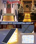 Solar LED Step Lights For Outdoor Stairs Waterproof IP67 Weatherproof Dope Warm White Deck Lights 12 Pack illuminating steps