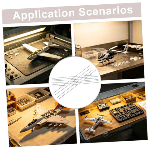 Applications of 10 Piece Carbon Fiber Rod Set For Model Aircraft And Kites across various RC plane builds in workshop.