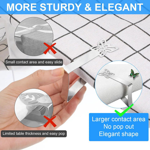Rock Solid Heavy Duty Stainless Steel Tablecloth Clips Set Of 10 For Outdoor Tables Securely Grips Tablecloth In Wind diagram