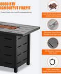 43 Inch Outdoor Propane Fire Pit Table With 50,000 BTU, Includes Lid And Waterproof Cover, Rectangle Gas Firepit With Features