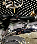 Chrome Finish Gear Shift Linkage For Harley Electra Glide Street Glide Road Glide Touring Cruisers Compatible 1980 To 2018 Rust Resistant With Upgraded Threading Fits FLHTC Softail Deluxe And More, black mounted linkage on V-twin engine