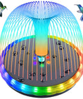 4W Solar Powered Bird Bath Fountain With Color LED Lights And 7 Nozzles, 4000mAh Battery, Outdoor Water Feature Pump