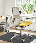 Corduroy Desk Chair Mat For Hardwood Floors, 55 By 35 Inches, under a rolling chair in a home office setting.