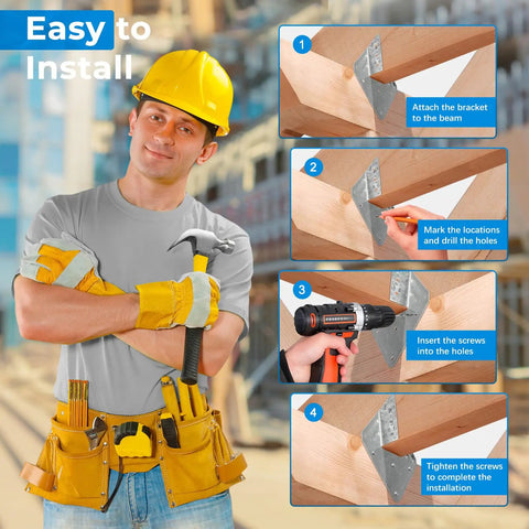 Step-by-step install guide for 25 Pack 18 Gauge Hurricane Ties For Rafters And Shed Roofs Heavy Duty Galvanized Rafter Brackets