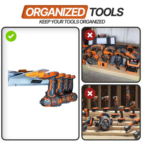 Cordless Tool Organizer Mounts Pack Of 3 For 18V To 20V RIDGID Tools, wall storage for drills and saws.