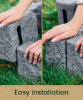 Landscape Edging Kit With Faux Stone Blocks For Lawn Borders And Flower Beds 10 Pack With 20 Spikes Greystone Look installation