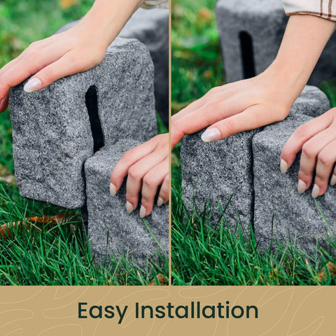 Landscape Edging Kit With Faux Stone Blocks For Lawn Borders And Flower Beds 10 Pack With 20 Spikes Greystone Look installation