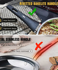 Induction Ready Stainless Steel 14 Piece Cookware Set with stay cool Bakelite handle vs metal handle overheat illustration