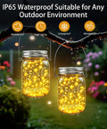 Mason Jar Solar Lights Set Of 12 With 30 LED Fairy Lights Warm White Outdoor String Lights Weatherproof With Easy Hang