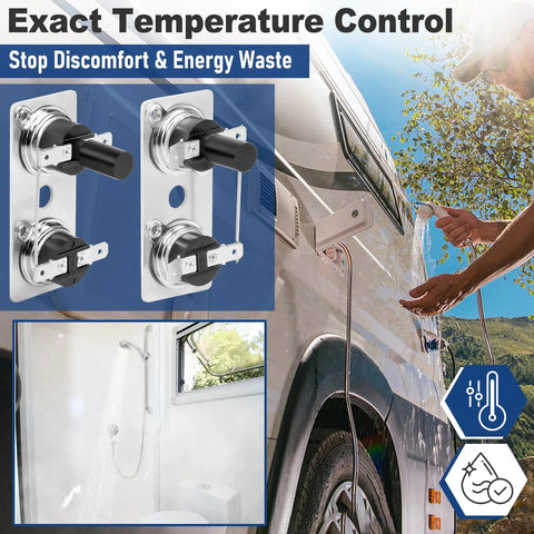 Dual RV Water Heater Thermostat And Limit Switch Kit For SW Series 12V And 120V T Stat Replacement Compatible With RV Water Heaters