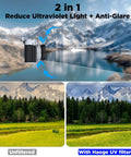 Image showing effect of 2in1 Pro Grade Metal Lens Hood With UV Filter For Fujifilm X100V X100VI on landscape photography reducing glare.