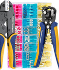 Heat Shrink Crimping Tool Kit With 280 Pieces Marine Grade Heat Shrink Connectors AWG 22 To 10 And Wire Stripper HS 8327 Crimper