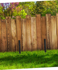 Heavy Duty Fence Post Repair Anchors With Ground Spike For Quick Installation And Enhanced Stability Of Tilted Wood And Metal Fences In Gardens And Backyards Compatible With Most Fence Post Materials installed on wooden fence