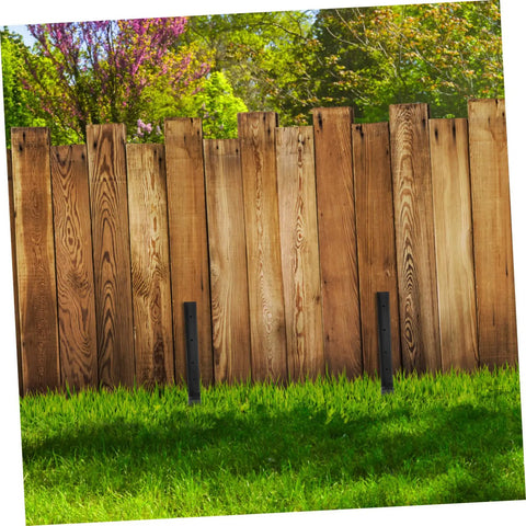 Heavy Duty Fence Post Repair Anchors With Ground Spike For Quick Installation And Enhanced Stability Of Tilted Wood And Metal Fences In Gardens And Backyards Compatible With Most Fence Post Materials installed on wooden fence