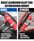 Rugged Aluminum Fire Extinguisher Mount Bracket Kit With Quick Release for Jeep Wrangler TJ JK JL JKU and UTV comparison