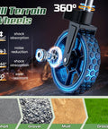 Close-up of all-terrain wheel showcasing features of the Heavy Duty Foldable Wagon Cart With Wheels 450 Lb Capacity Lightweight Portable Utility Wagon