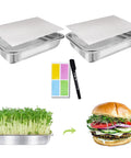 Stainless Steel Sprouts Growing Kit 2 Tier 10 Inch Trays Microgreens Seed Sprouting Tray With Encrypted Mesh Filters for Beans Alfalfa Broccoli Wheatgrass and More.