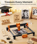 Front view of ACMER laser engraver machine with orange frame and black rails, 300×300mm engraving area