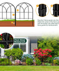 No Dig Garden Fence Barrier Set, 19 Piece Arch Metal Fence Panels In Black, installed as decorative yard edging