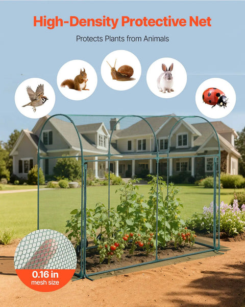Windproof Crop Cage Tent With Zippered Door For Garden Beds No Fuss Setup Outdoor Plant Protection Netting Tall 5.9 X 2.98 X 4.9 Feet Frame Cover For Vegetables Fruits And Flowers On Patio Or Lawn