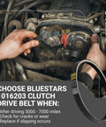 Beefy Clutch Drive Belt For Club Car DS 1992 And Up And Precedent Gas Carts 2004 And Up Thirty Seven And Two Fifths Inches Long One Inch Wide Two Fifths Inch Thick Smooth Power Transmission For Reliable Acceleration installed on engine pulleys