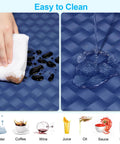 Demonstration of Waterproof Picnic Table Cover With Elastic Edges For 72 Inch Table And 72 Inch Benches Built In Storage Pocket Portable Table Cloth Bench Covers For RV Camping And Outdoor Picnics No Fuss Setup repelling liquids.
