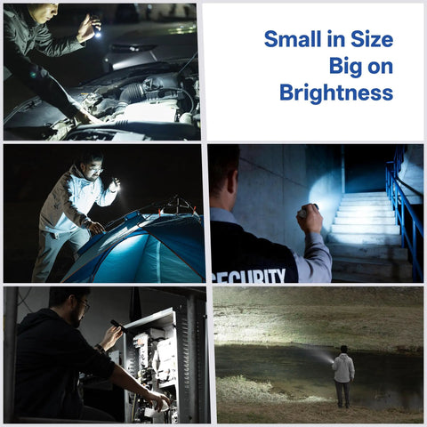 C3 Flashlight Beefy Ultra Bright 1200 Lumen Beam 588 Ft Throw IP68 Waterproof shown in camping, inspections, and security settings.