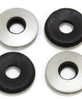 Bolt Dropper washers: four round stainless steel and EPDM rubber washers with center holes (2 metal, 2 black).