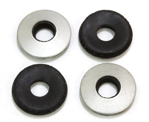 Bolt Dropper washers: four round stainless steel and EPDM rubber washers with center holes (2 metal, 2 black).