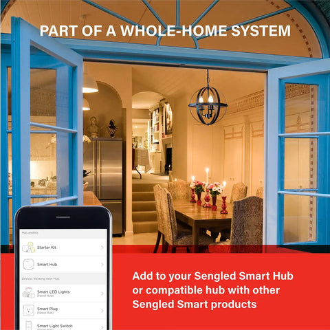 Interior of a home with Zigbee Smart Bulbs 10 Pack With Hub Required, Works With SmartThings And Echo Built In Hub, Voice Control.