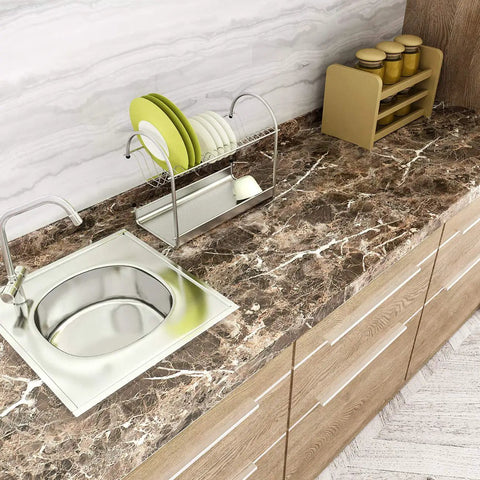 Kitchen with Extra Wide 36 Inch By 160 Inch Light Emperador Marble Contact Paper Peel And Stick For Kitchen Countertops