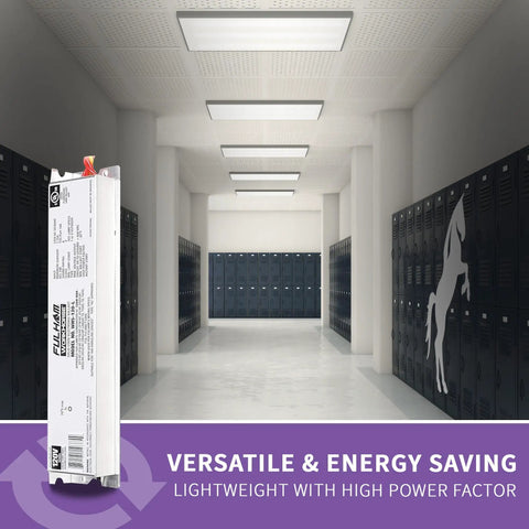 Workhorse 5 Adaptable Electronic Fluorescent Lamp Ballast With Instant Start And Quiet Operation in a hallway setting