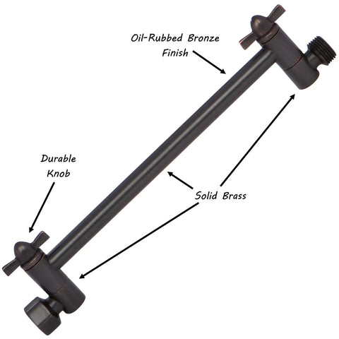 10 Inch Adjustable Shower Arm Extension With Solid Brass Construction Universal Fit For Rain Fixed And Handheld Heads Elevates Height And Angle